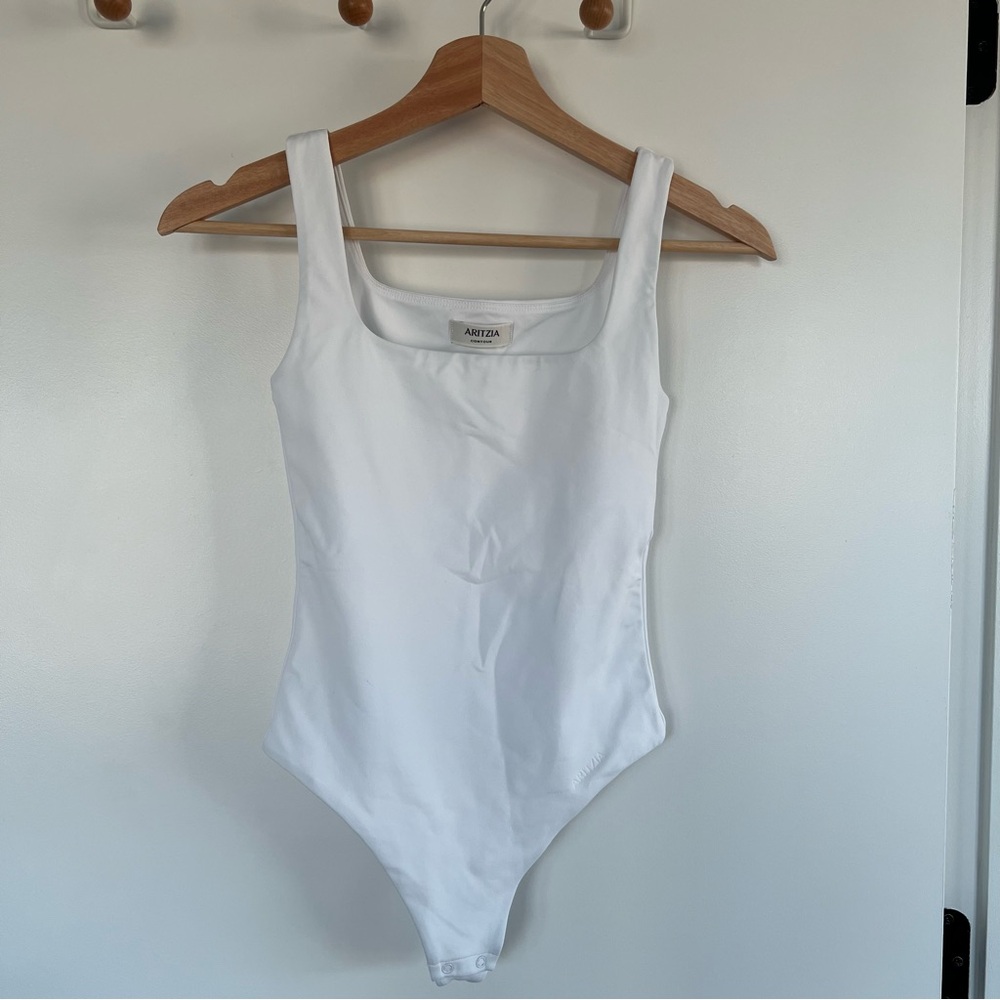 Aritzia Contour Squareneck White Bodysuit